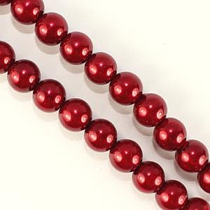 8mm Glass Pearl - Dark Red